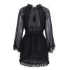 Load image into Gallery viewer, Simplee Lace up backless mesh dress women Elegant stringy selvedge sash mini dress Fashion long flare sleeve dresses vestidos seodoctoronline