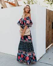 Load image into Gallery viewer, Self Portrait Dress Summer Women Sexy Off Shoulder Yellow Long Floral Printed Tiered Dresses SYH024 seodoctoronline