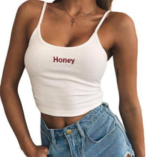 Load image into Gallery viewer, Women Halter Top Honey Letter Printed Tank Tops Sleeveless Crop Top Shirt seodoctoronline