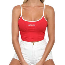 Load image into Gallery viewer, Women Halter Top Honey Letter Printed Tank Tops Sleeveless Crop Top Shirt seodoctoronline